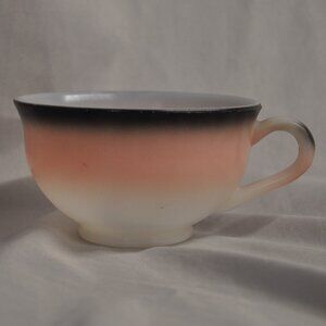 Hazel Atlas vintage 8 oz pink black white Ovide Ovid teacup (215w)